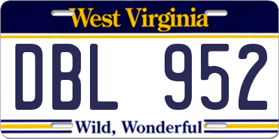 WV license plate DBL952