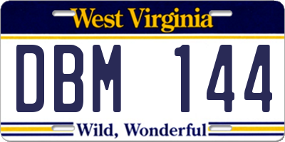 WV license plate DBM144