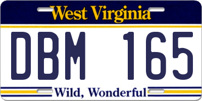 WV license plate DBM165