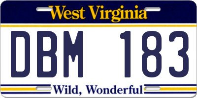 WV license plate DBM183