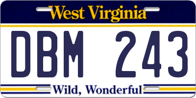 WV license plate DBM243