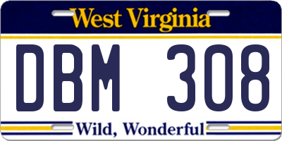 WV license plate DBM308