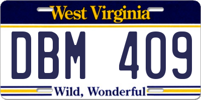 WV license plate DBM409