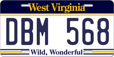 WV license plate DBM568