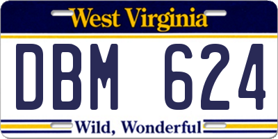 WV license plate DBM624