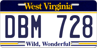 WV license plate DBM728