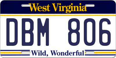 WV license plate DBM806