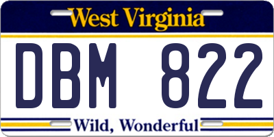 WV license plate DBM822