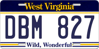 WV license plate DBM827