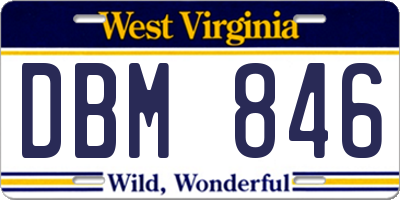 WV license plate DBM846