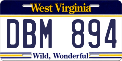 WV license plate DBM894