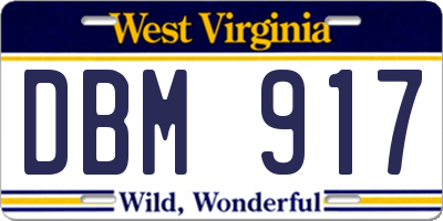 WV license plate DBM917