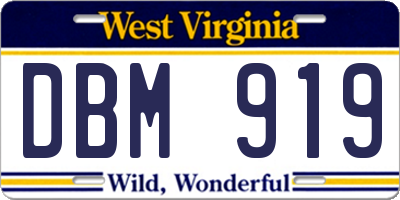 WV license plate DBM919