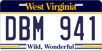 WV license plate DBM941