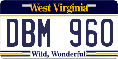 WV license plate DBM960