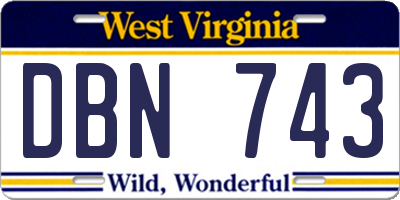 WV license plate DBN743
