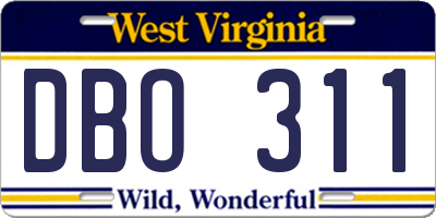 WV license plate DBO311