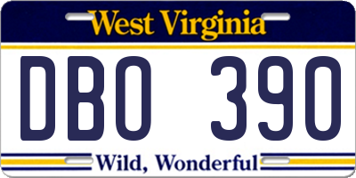 WV license plate DBO390