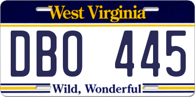 WV license plate DBO445