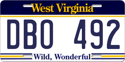 WV license plate DBO492