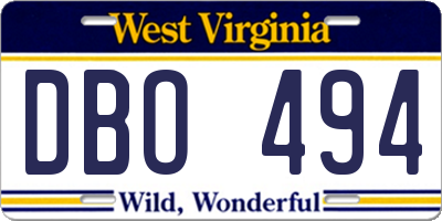WV license plate DBO494