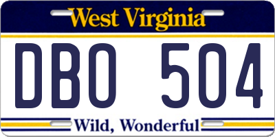 WV license plate DBO504