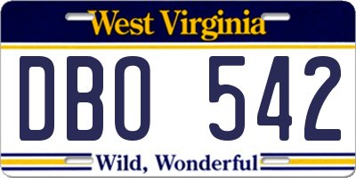WV license plate DBO542