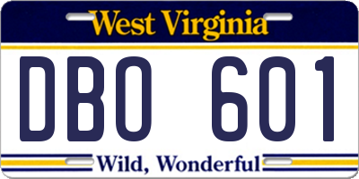 WV license plate DBO601