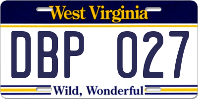 WV license plate DBP027