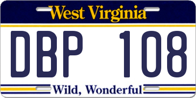 WV license plate DBP108