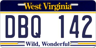 WV license plate DBQ142