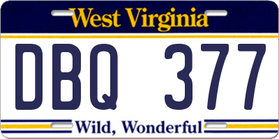 WV license plate DBQ377