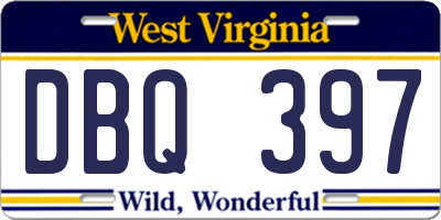 WV license plate DBQ397