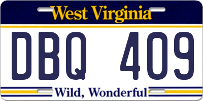 WV license plate DBQ409