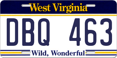WV license plate DBQ463