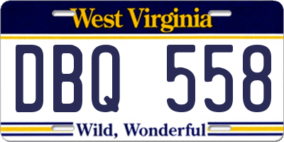 WV license plate DBQ558