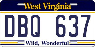 WV license plate DBQ637
