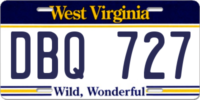 WV license plate DBQ727