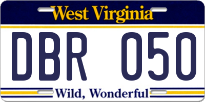 WV license plate DBR050