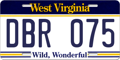 WV license plate DBR075