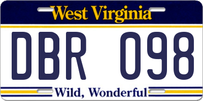 WV license plate DBR098