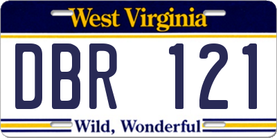 WV license plate DBR121