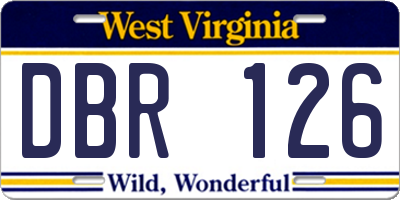 WV license plate DBR126