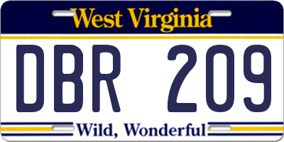 WV license plate DBR209