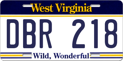 WV license plate DBR218
