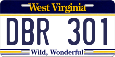 WV license plate DBR301