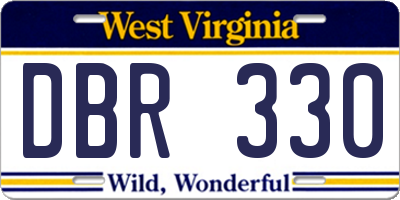 WV license plate DBR330