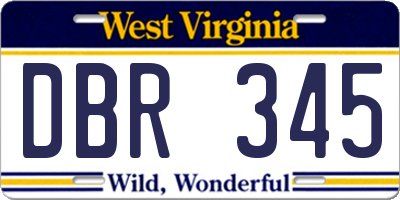 WV license plate DBR345
