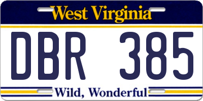 WV license plate DBR385