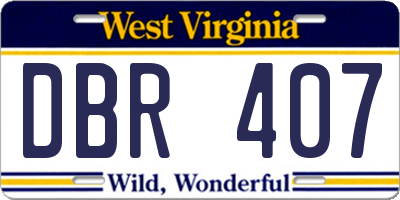 WV license plate DBR407